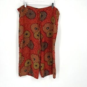Harari Silk Culottes Womens S Floral Cut Off Bermuda‎ Shorts Boho 70s Hippie